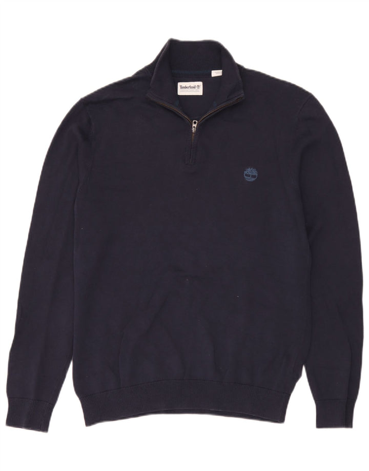 Suéter masculino Timberland com zíper e gola pequena, azul marinho, algodão