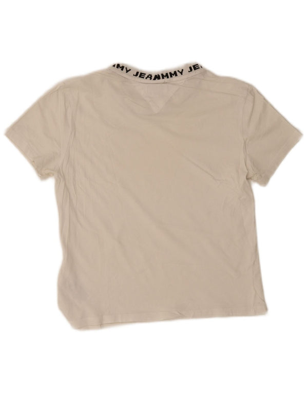 Tommy Hilfiger Camiseta Feminina Crop Graphic Top UK 12 Médio Algodão Branco