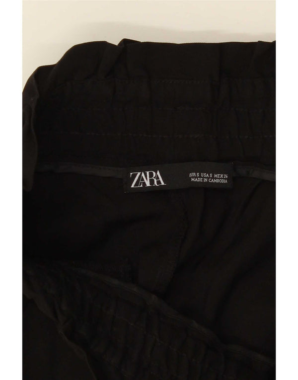 Calça feminina Zara cintura alta cônica cortada pequena W26 L25 preta