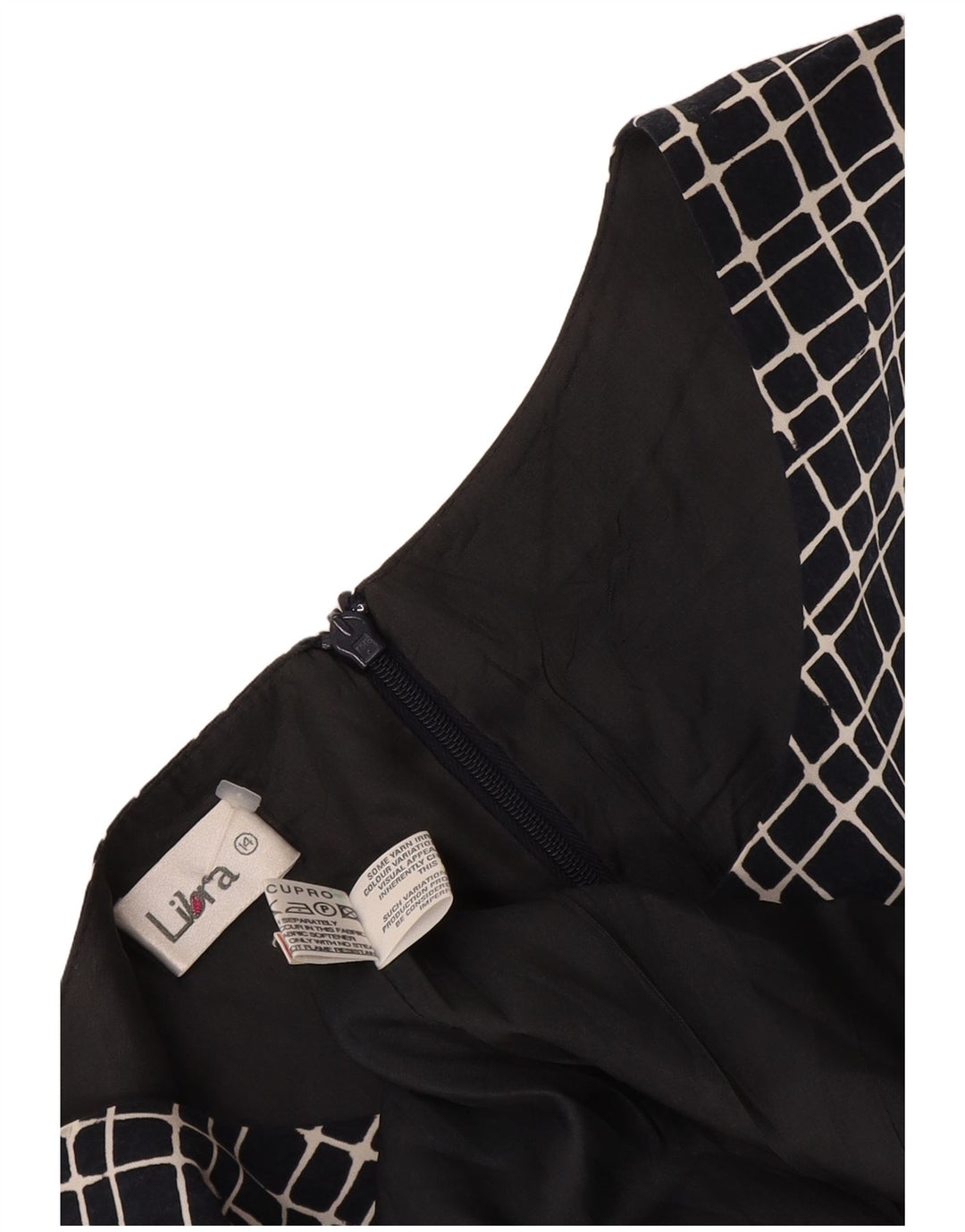 Vestido feminino Libra sem mangas com bainha UK 14 algodão xadrez médio azul marinho
