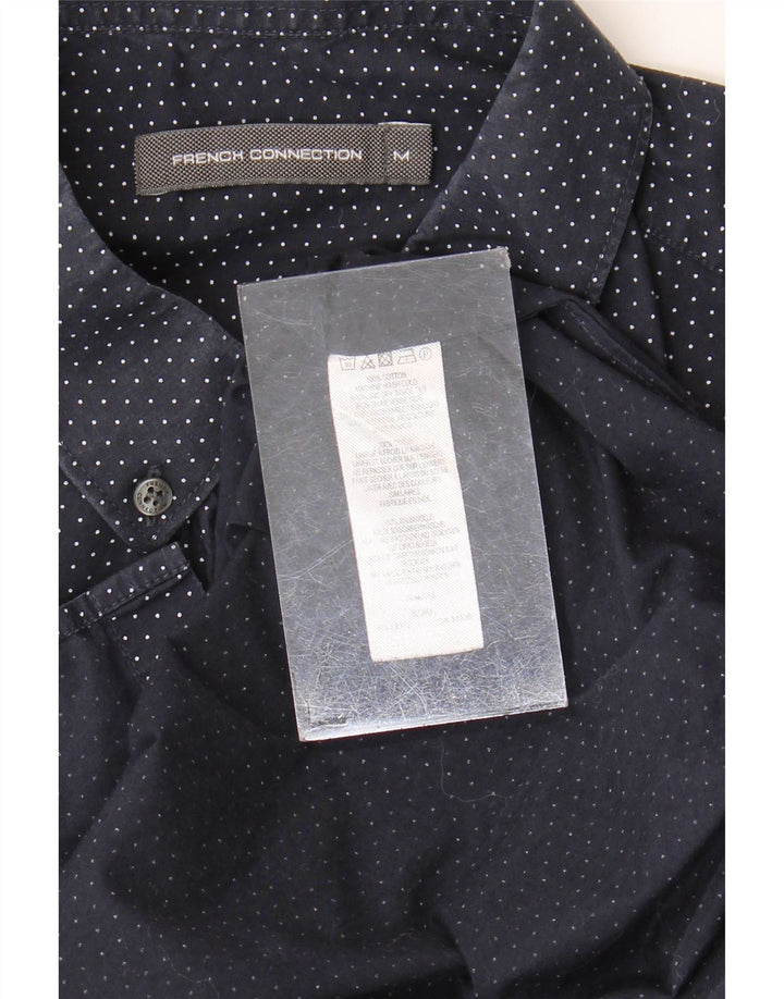 Camisa masculina de manga curta French Connection algodão manchado azul marinho médio