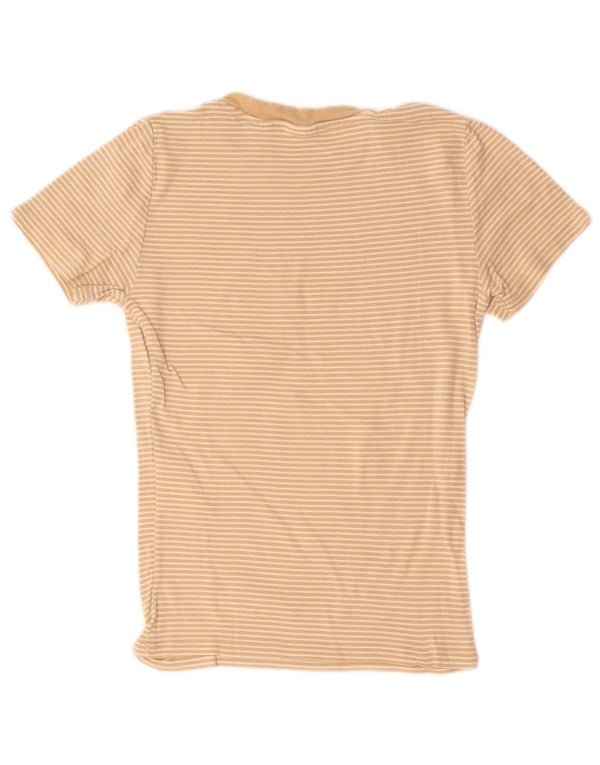 Camiseta feminina Levi's UK 8 pequena risca de giz bege algodão