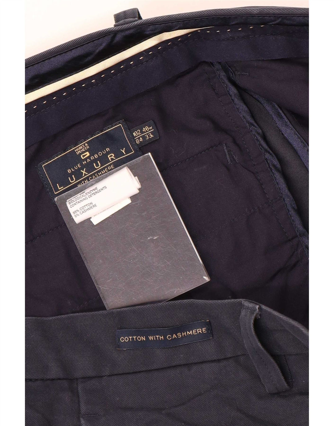 Calça masculina Marks & Spencer Blue Harbor Straight Suit W40 L33 Marinha