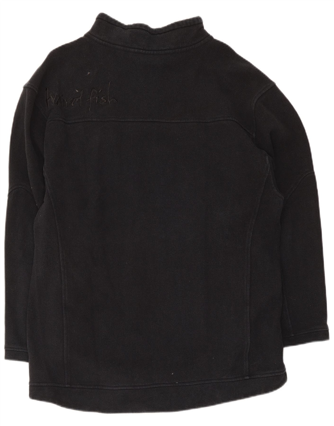 Weird Fish Mens Gráfico Zip Neck Moletom Jumper Grande Algodão Preto