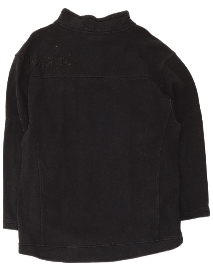 Weird Fish Mens Gráfico Zip Neck Moletom Jumper Grande Algodão Preto