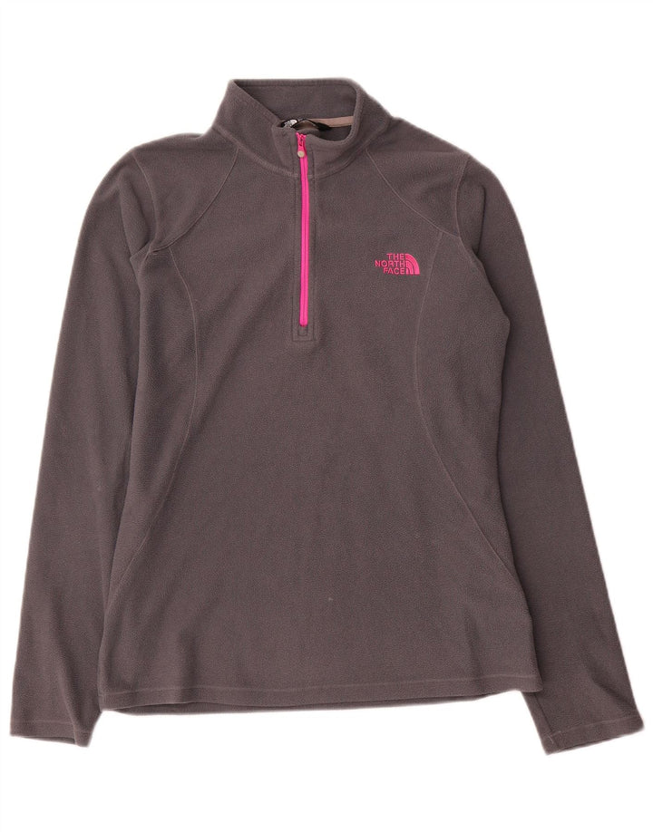 Suéter de lã feminino The North Face com zíper e gola UK 10 pequeno poliéster cinza