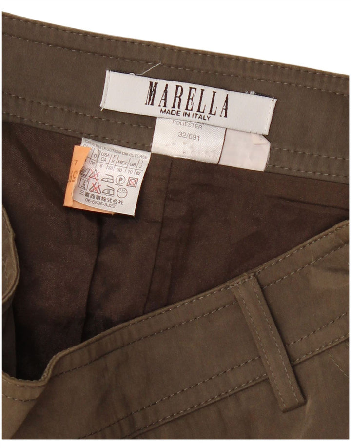 Saia cargo feminina MARELLA UK 10 pequena W30 poliéster marrom