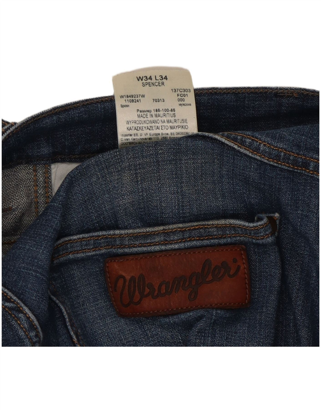 Wrangler Masculino Spencer Straight Jeans W34 L29 Azul Algodão