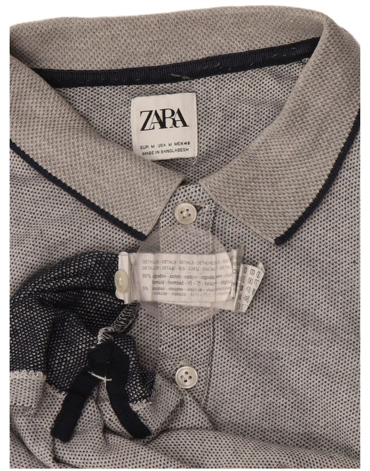 Camisa polo masculina Zara algodão cinza médio