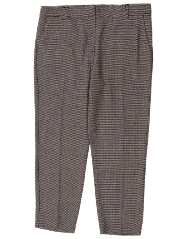 Calças cortadas femininas Marks & Spencer UK 14 grandes W34 L26 pretas geométricas