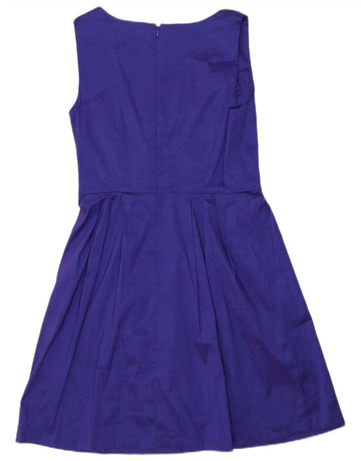 CALVIN KLEIN Vestido feminino sem mangas evasê EUA 12 poliéster roxo médio