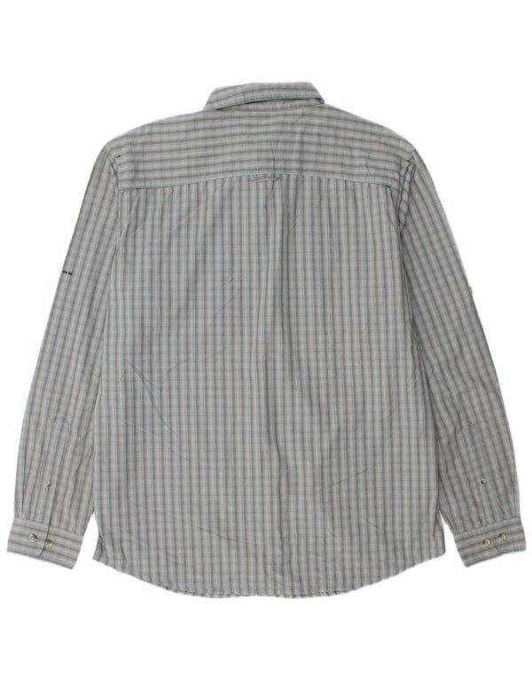 Camisa masculina Columbia grande algodão xadrez azul