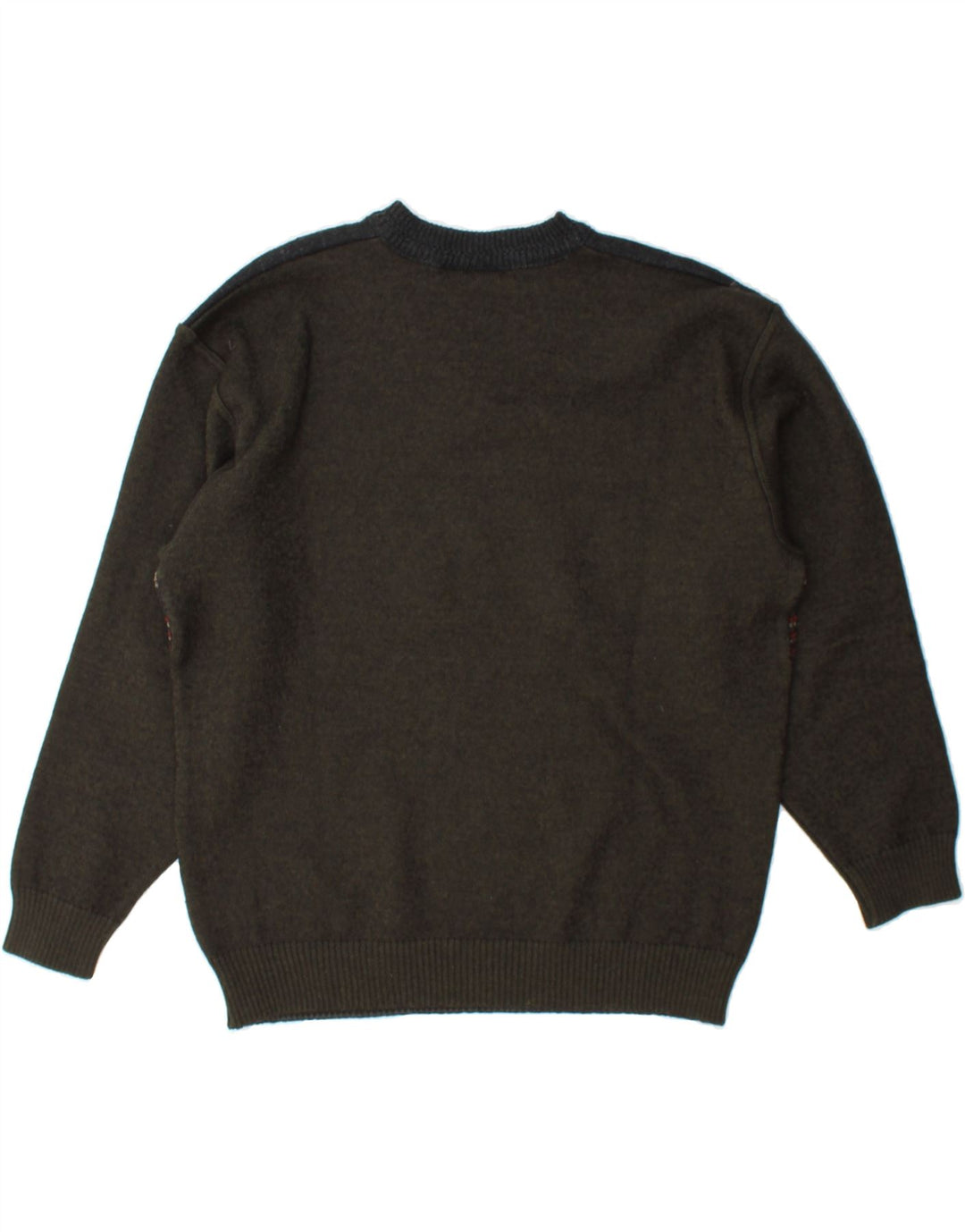 MONTE CARLO Womens V-Neck Jumper Sweater IT 52 2XL Grey Colourblock Wool Vintage Monte Carlo and Second-Hand Monte Carlo from Messina Hembry 