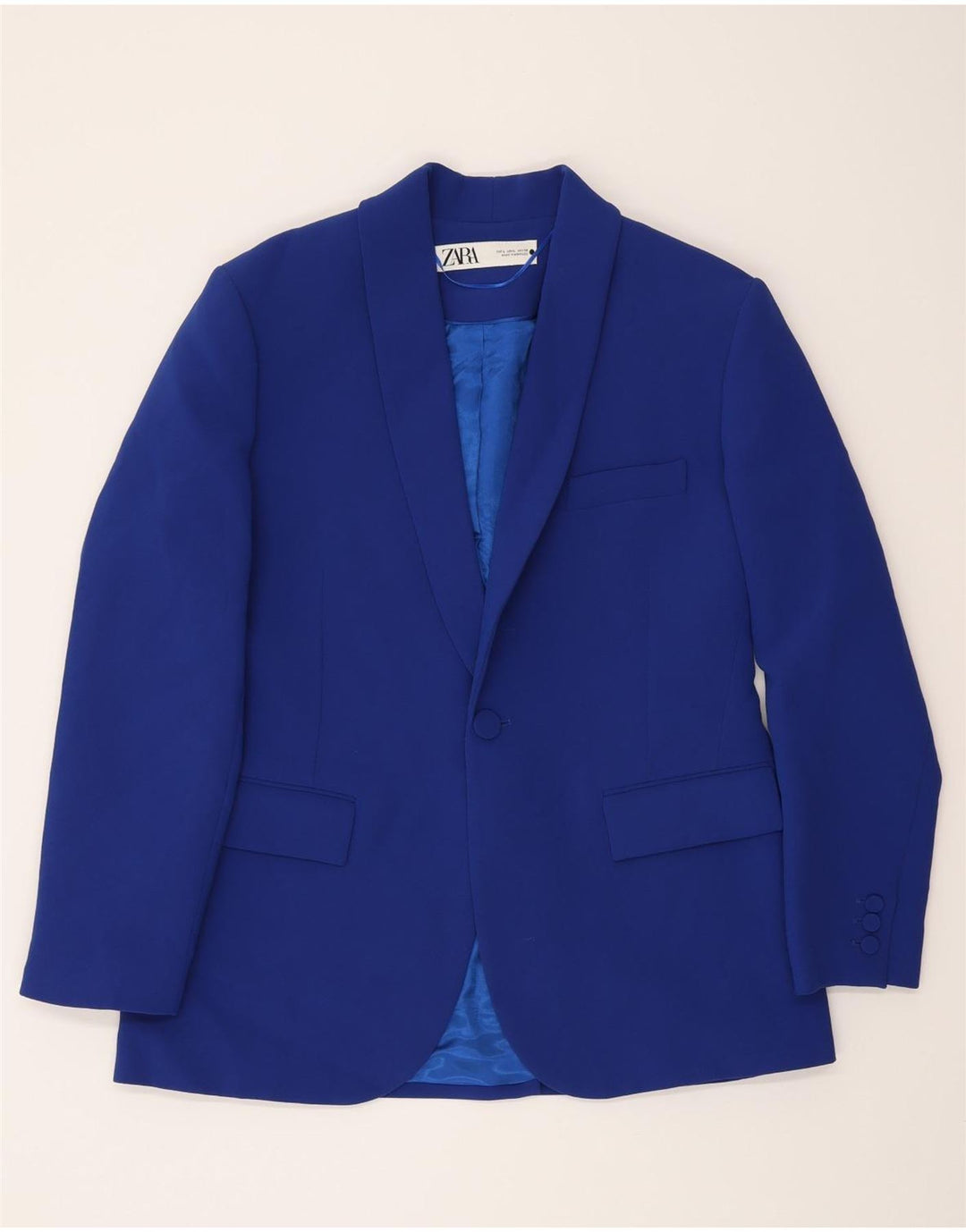 Jaqueta blazer masculina Zara com 1 botão UK 40 Viscose azul grande
