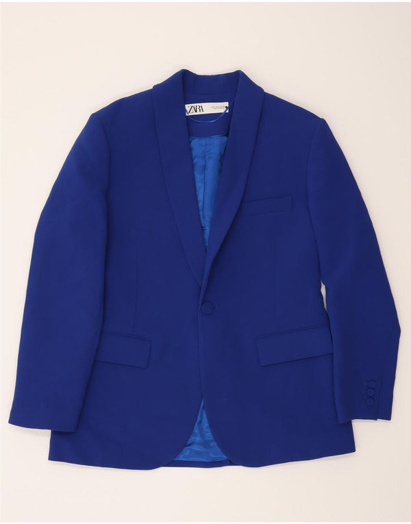 Jaqueta blazer masculina Zara com 1 botão UK 40 Viscose azul grande