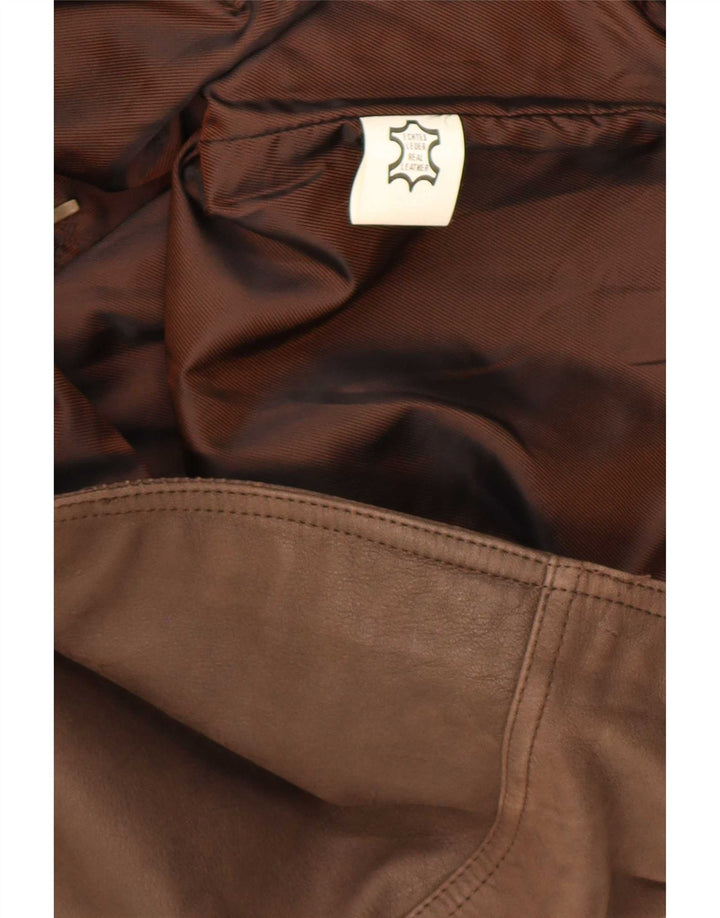 Colete de couro masculino vintage IT 64 5XL marrom