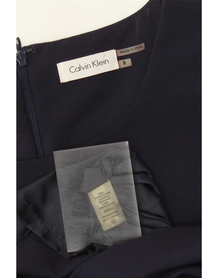 Vestido feminino Calvin Klein sem mangas com bainha US 8 médio azul marinho poliéster