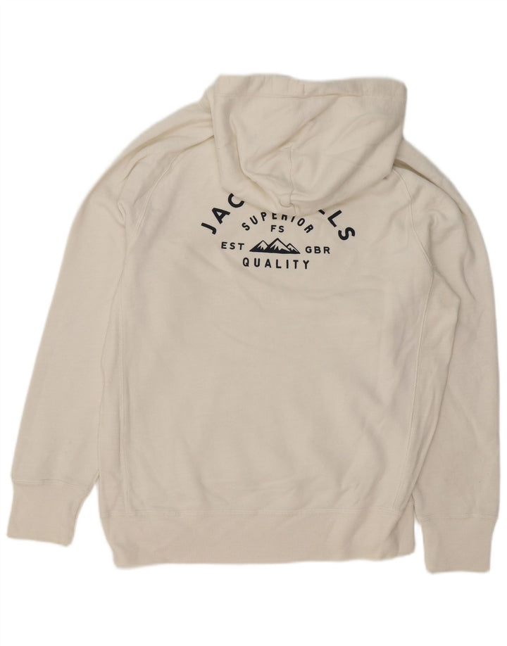 JACK WILLS Suéter masculino com capuz gráfico médio algodão branco