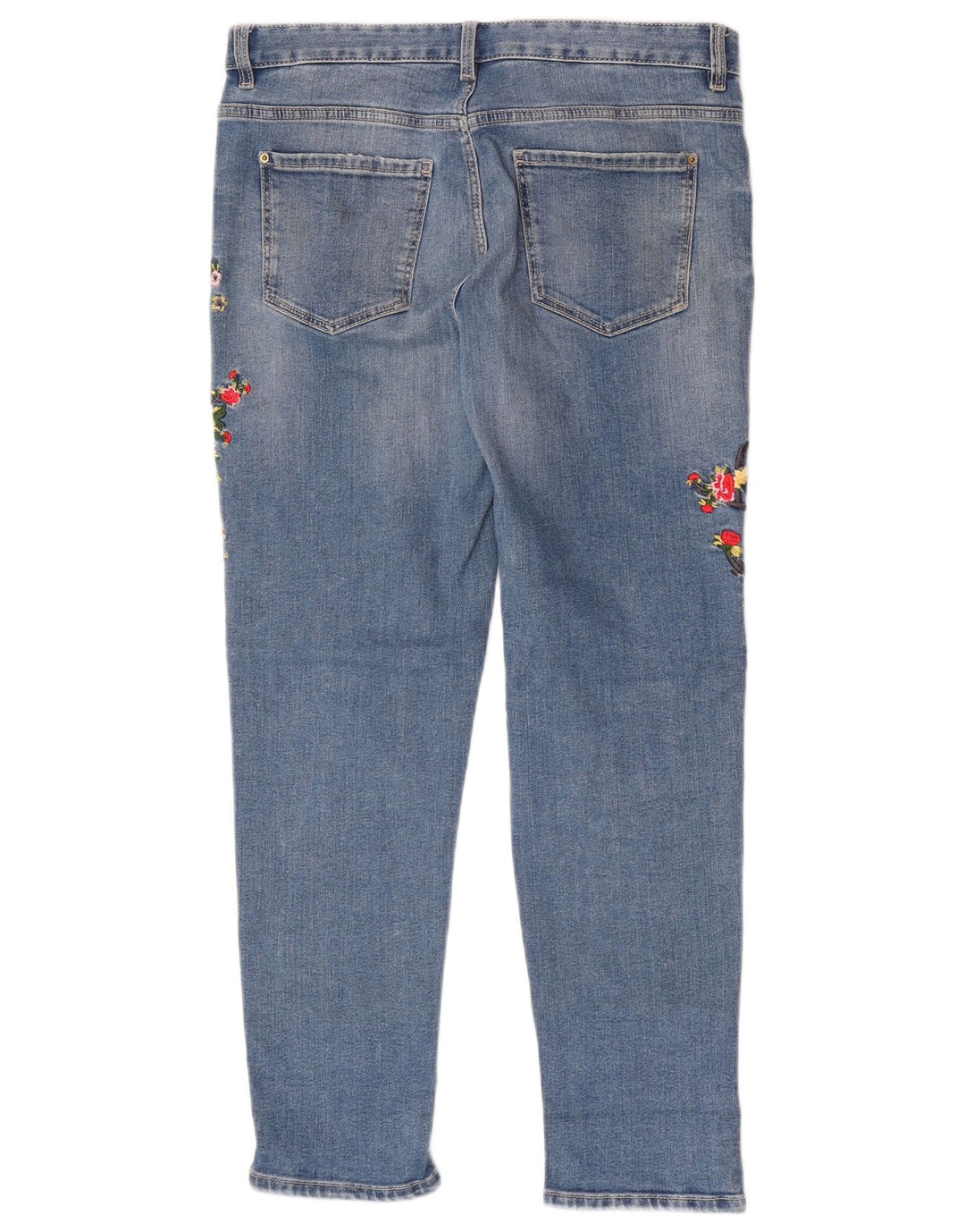 Marks & Spencer Jeans Slim Feminino Reino Unido 12 Médio W32 L28 Azul Floral