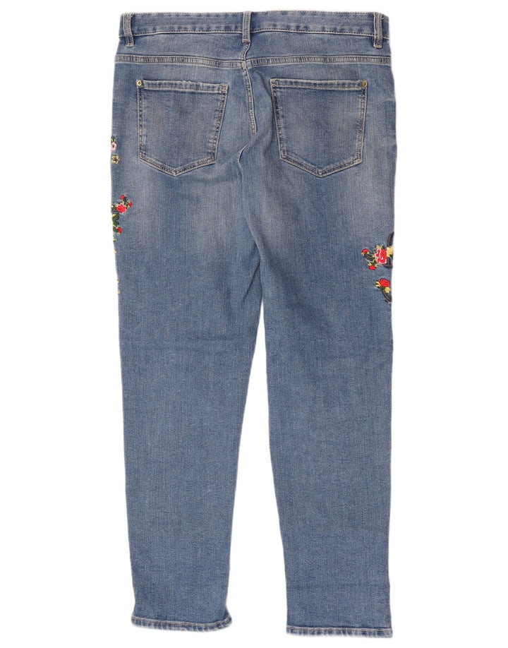 Marks & Spencer Jeans Slim Feminino Reino Unido 12 Médio W32 L28 Azul Floral