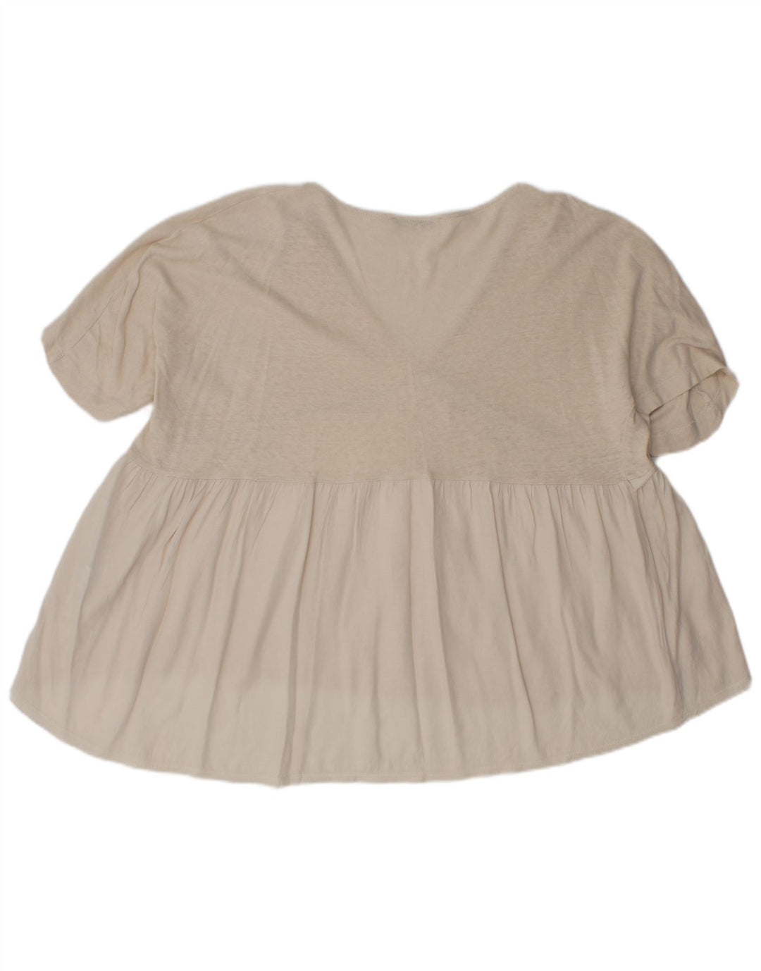 Zara blusa feminina folgada top Reino Unido 14 algodão bege médio