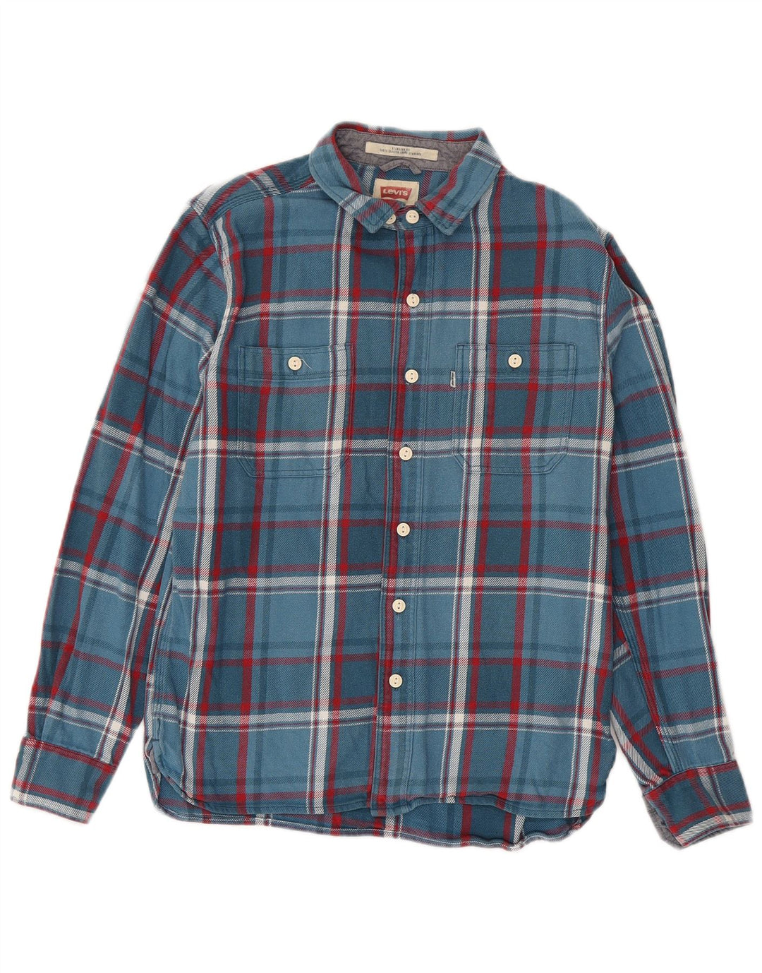 Camisa masculina de flanela Levi's Standard Fit pequena xadrez azul