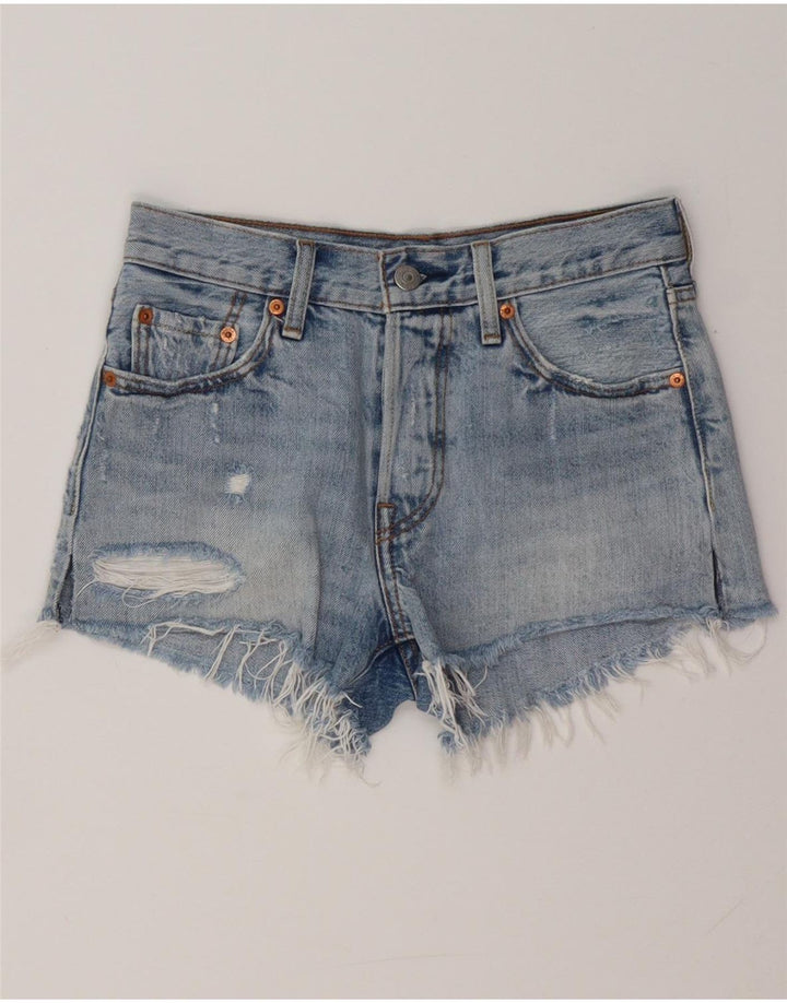 Shorts jeans feminino 501 desgastado da LEVI'S W24 XS azul algodão