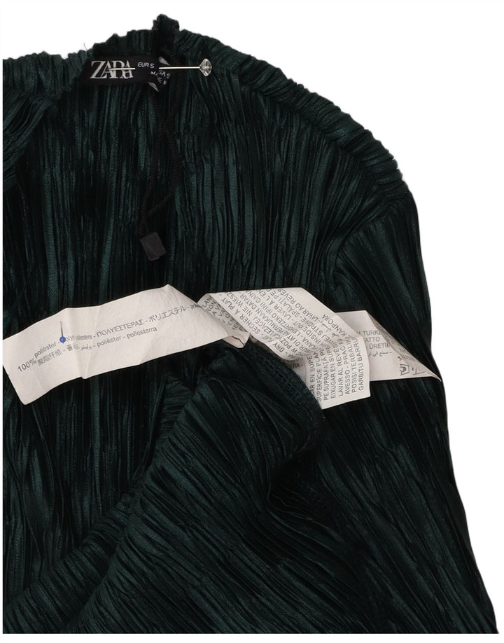 Vestido maxi feminino de manga comprida Zara Reino Unido 10 pequeno poliéster verde