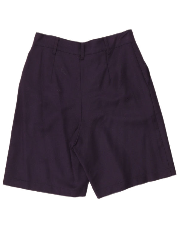 Shorts casuais feminino vintage de cintura alta IT 46 grande W28 lã azul marinho