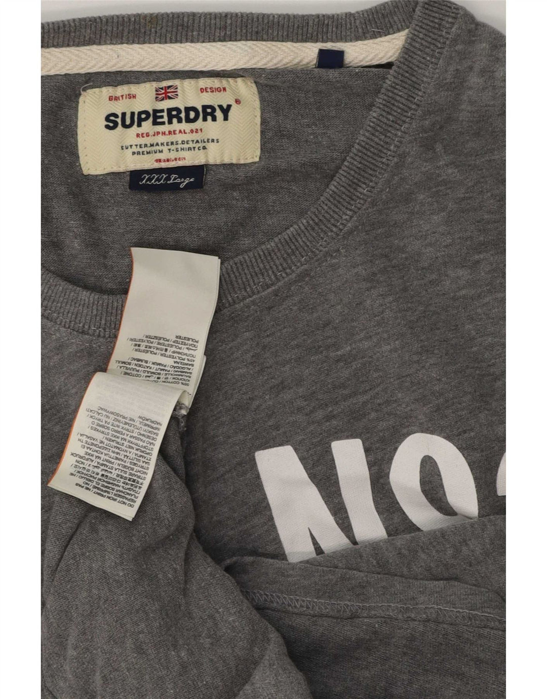 Top gráfico masculino Superdry manga comprida 3XL algodão cinza