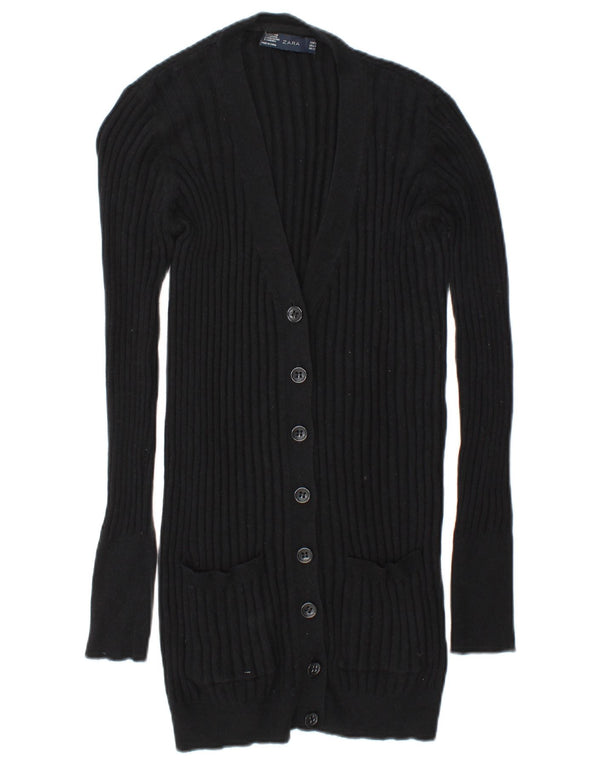 Suéter cardigã feminino Zara Reino Unido 14 algodão preto médio