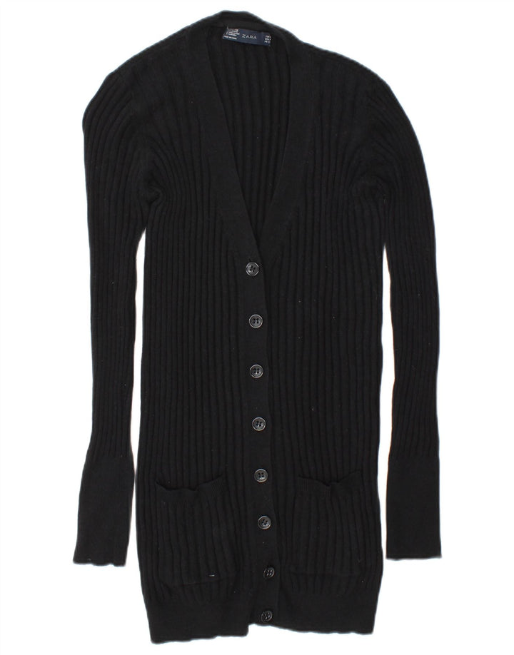 Suéter cardigã feminino Zara Reino Unido 14 algodão preto médio