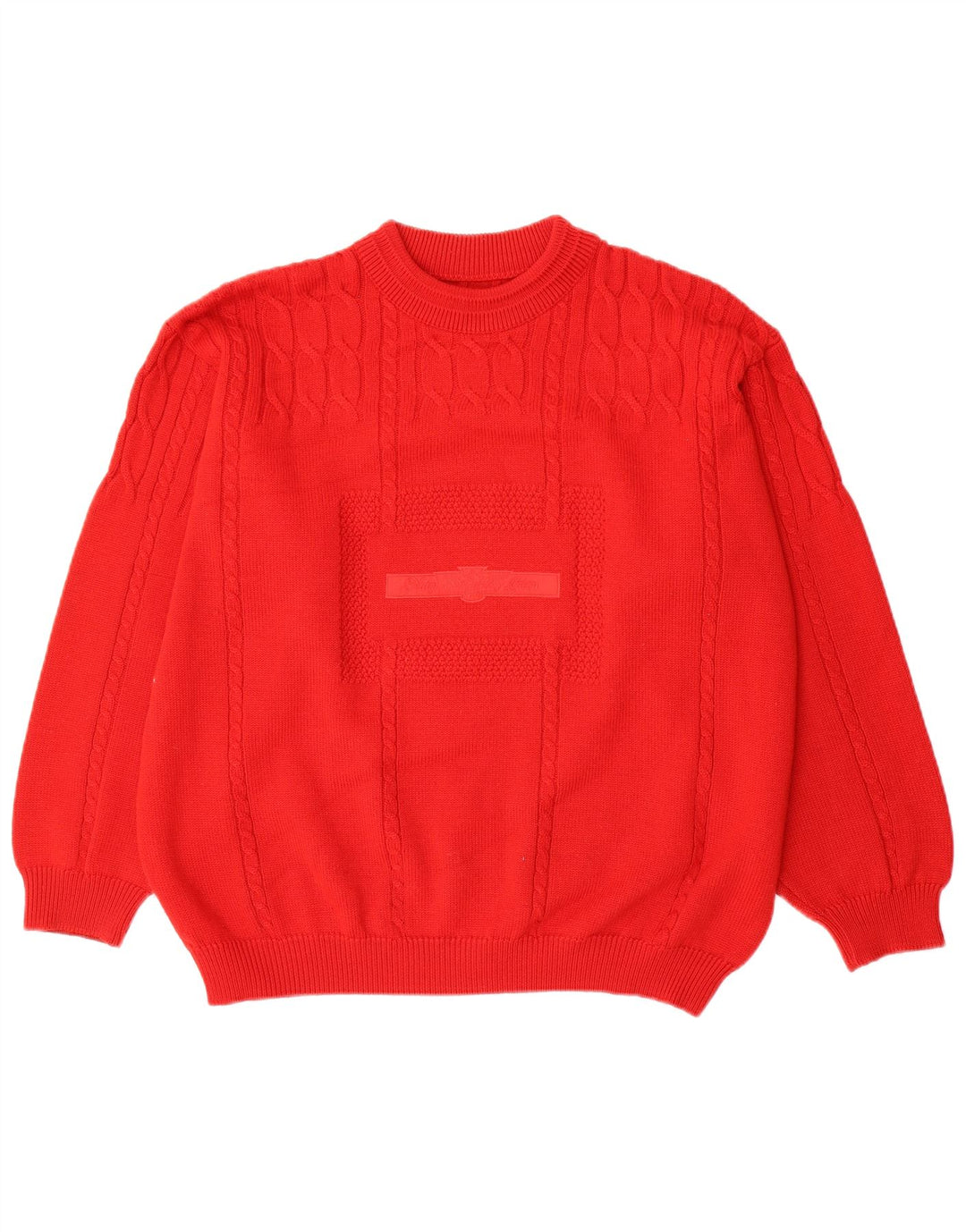 Suéter vintage masculino com gola redonda XL de lã vermelha