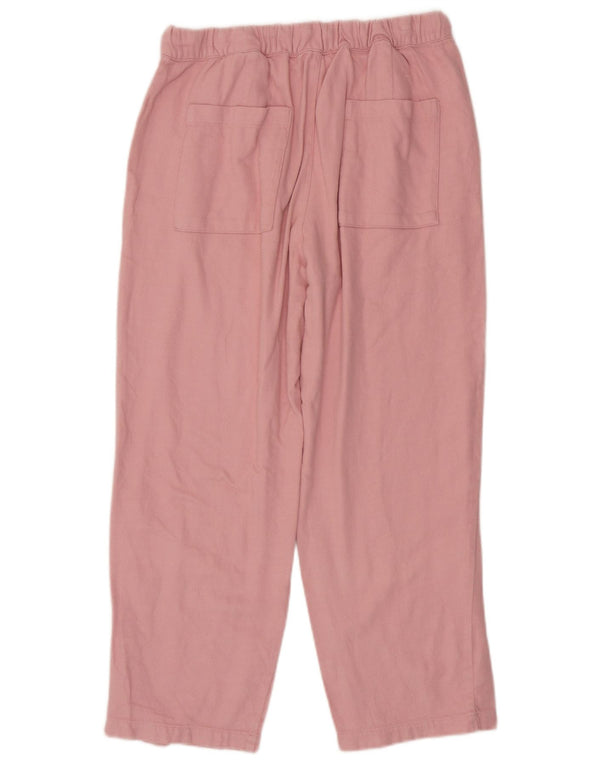 Zara Calça feminina folgada cortada média W28 L25 algodão rosa