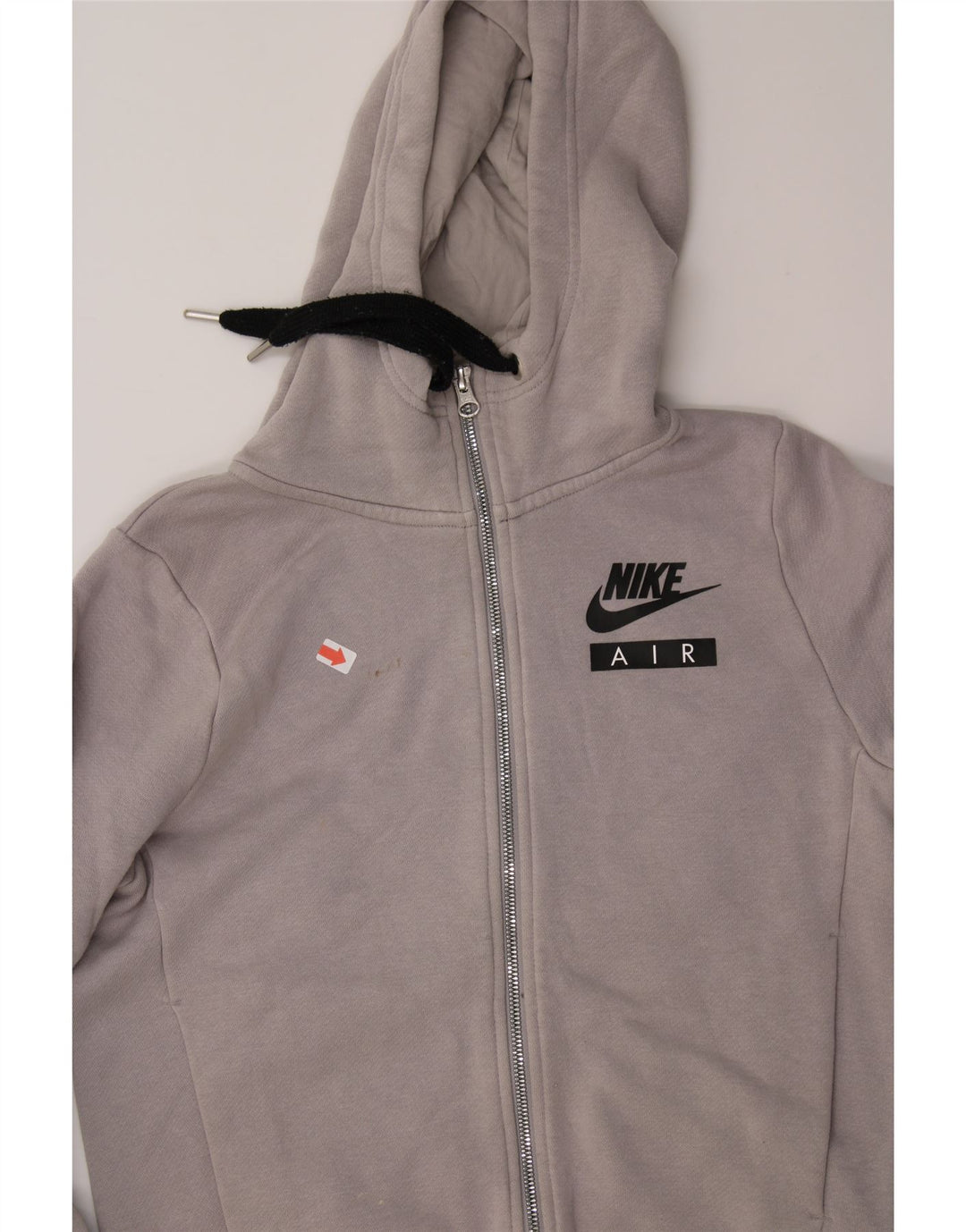 NIKE Womens Oversized Graphic Zip Hoodie Sweater UK 6 XS Grey Vintage Nike and Second-Hand Nike from Messina Hembry 
