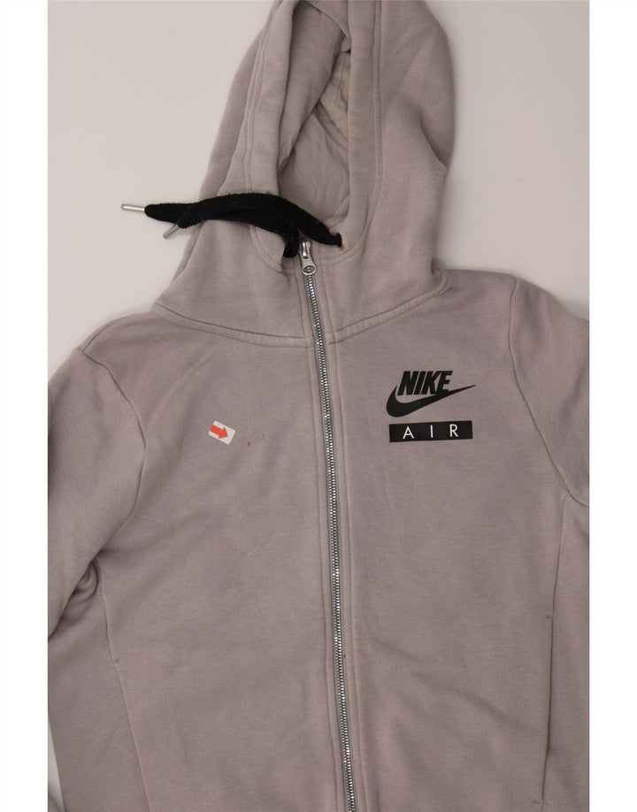 NIKE Womens Oversized Graphic Zip Hoodie Sweater UK 6 XS Grey Vintage Nike and Second-Hand Nike from Messina Hembry 