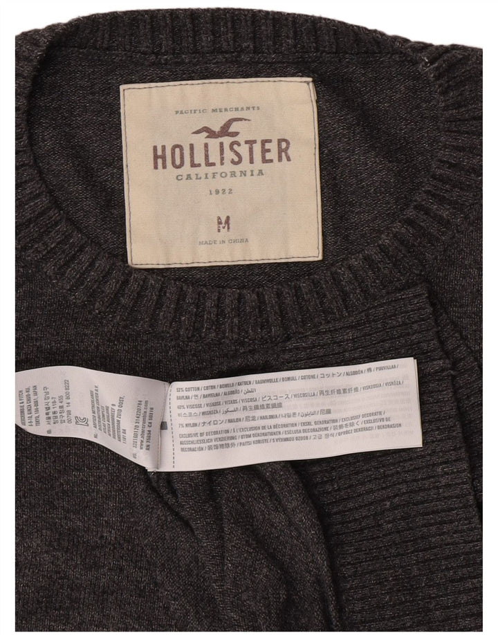 Suéter masculino Hollister com gola redonda e algodão cinza médio