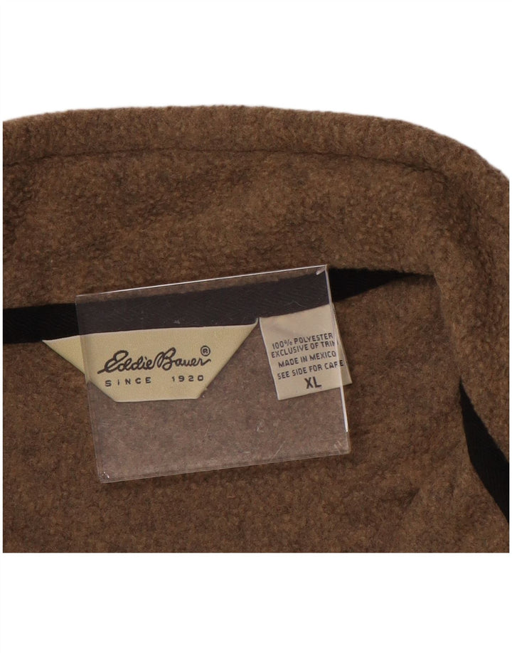 EDDIE BAUER Suéter masculino de lã com zíper e gola XL marrom poliéster