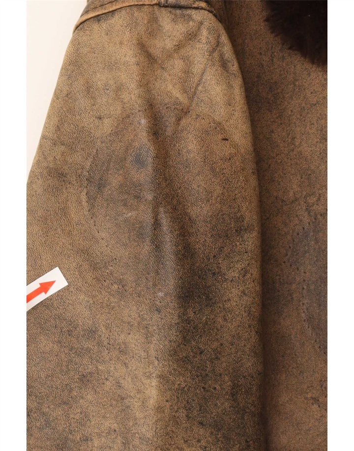 Jaqueta masculina Schott de couro gráfico Flight Aviator UK 42 XL couro marrom