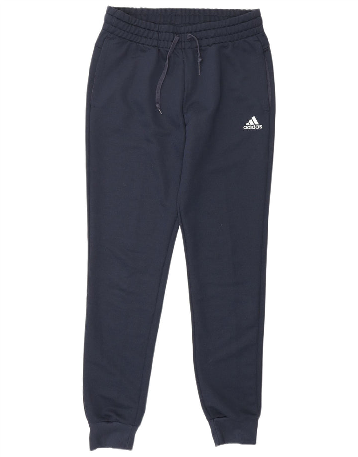Calça de treino feminina Adidas Joggers UK 8/10 pequeno azul marinho poliéster
