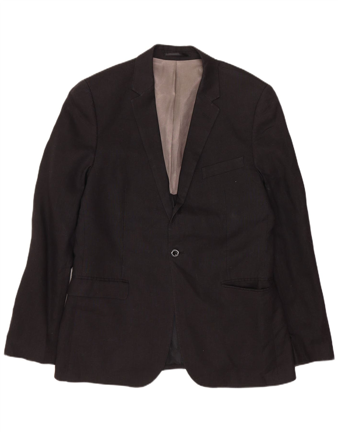 Jaqueta blazer masculina DKNY slim fit com 1 botão Reino Unido 40 grande lã preta