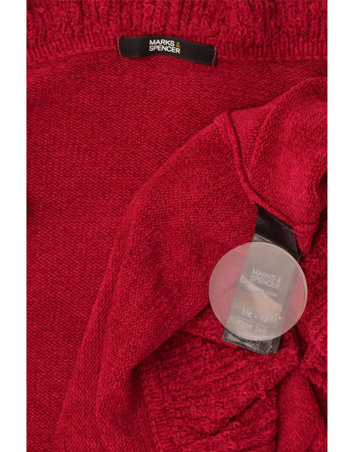 Suéter cardigã feminino Marks & Spencer com babados abertos Reino Unido 12 rosa médio