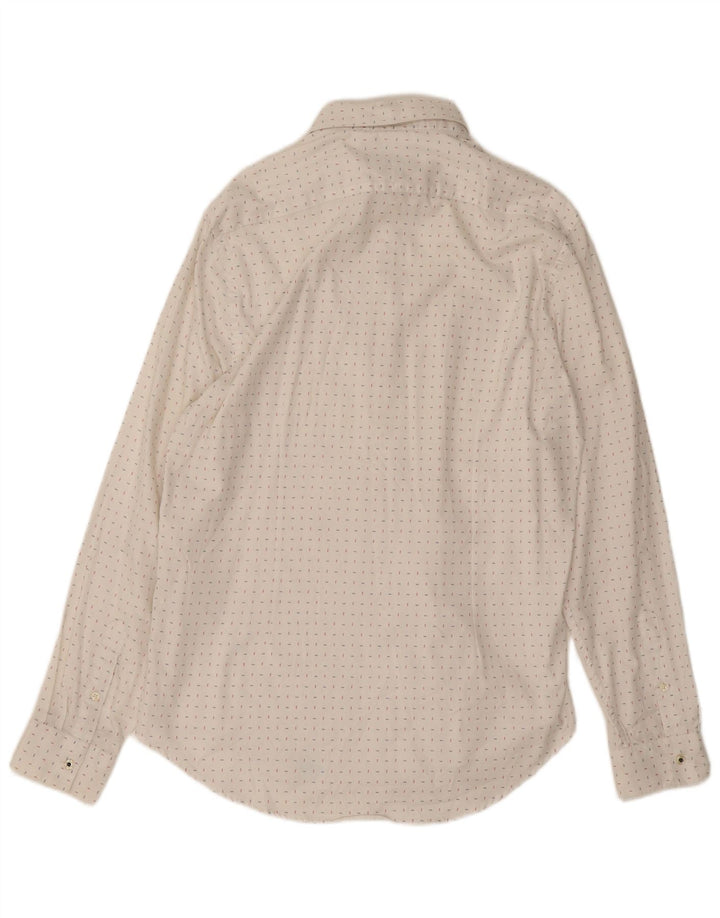 Camisa masculina ZARA Slim Fit XL algodão manchado branco