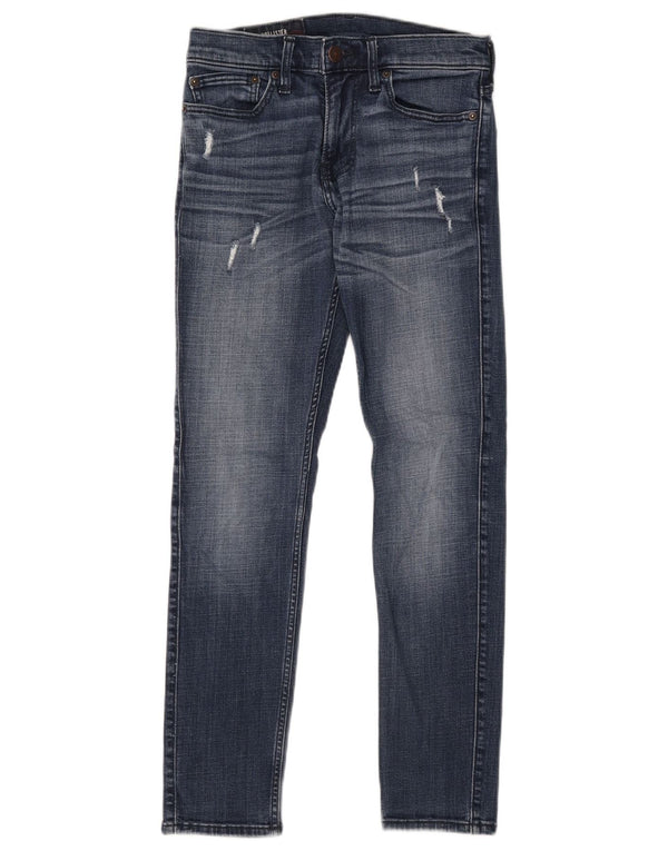 Hollister feminino super skinny jeans desgastado W28 L30 algodão azul