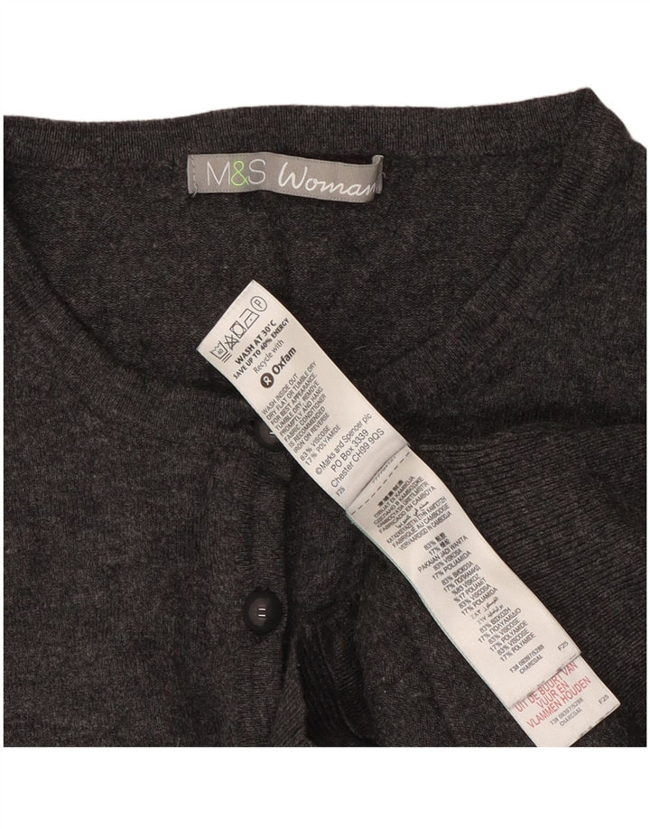Suéter cardigã feminino Marks & Spencer Reino Unido 14 viscose cinza médio