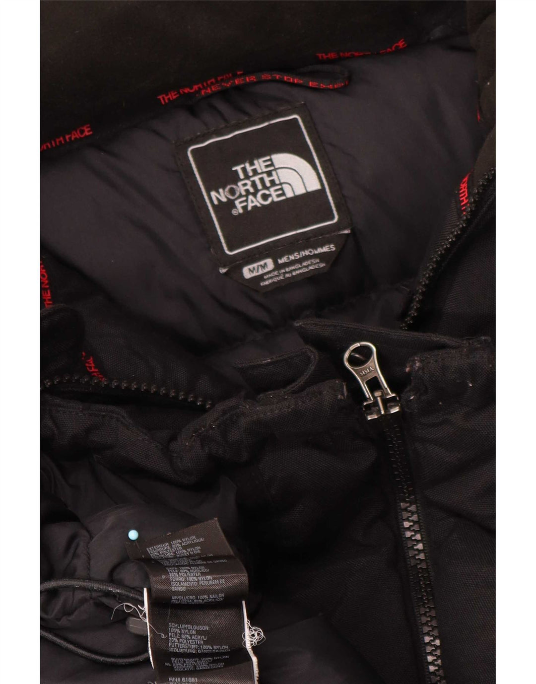 Jaqueta masculina acolchoada com capuz The North Face UK 38 nylon preto médio