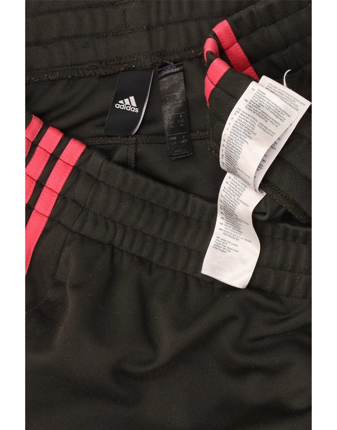 Calça de treino feminina Adidas UK 16/18 grande poliéster preto