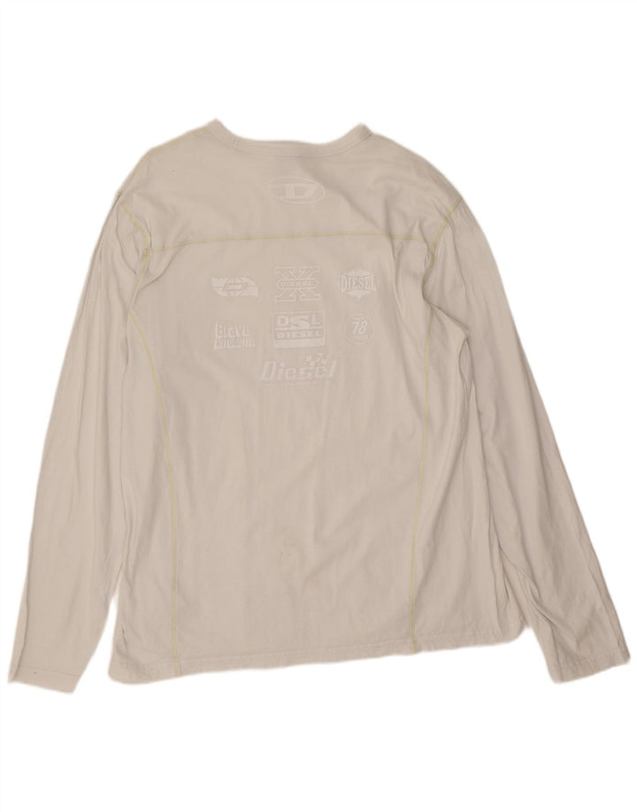 Top gráfico masculino diesel manga comprida 2XL algodão branco