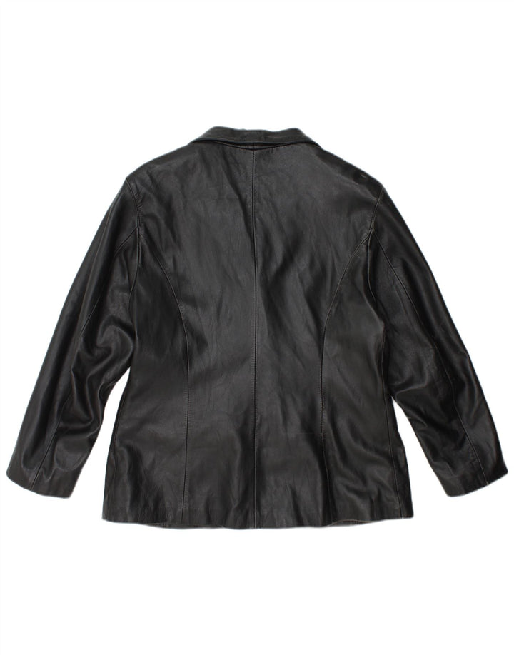 Jaqueta de couro feminina vintage IT 50 XL couro preto