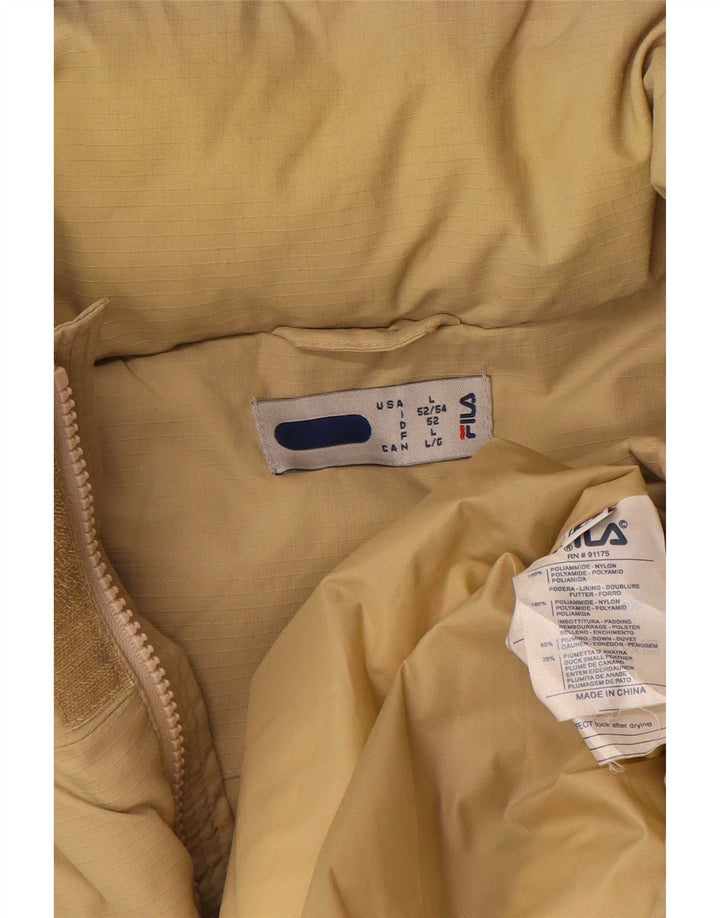 Casaco acolchoado com capuz masculino Fila UK 40 grande poliamida bege